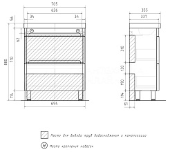 Equil Тумба под раковину Nice 70 2 ящика напольная белая – фотография-3