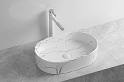 Ceruttispa Раковина накладная 50 CR0055B MMW2 мрамор белый матовый – фотография-2