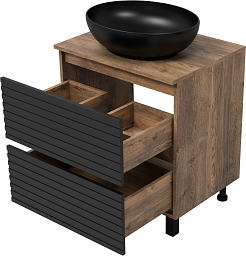 Brevita Тумба под раковину Dakota 60 дуб галифакс олово/черный кварц – фотография-4