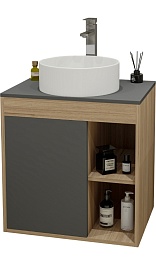 Teymi Тумба с раковиной Nura 60 дуб эврика/графит матовый T60529 раковина T50106 – фотография-1