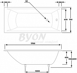 Byon Чугунная ванна Byon Milan 170x75 – фотография-7