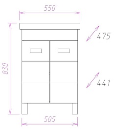 Onika Тумба с раковиной Балтика-Квадро Black 55 напольная белая – фотография-8