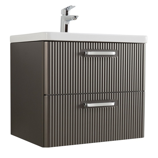 BelBagno Тумба с раковиной Due 50 подвесная Оружейная сталь ручки Хром полированный – фото-1