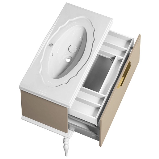  Тумба с раковиной Decora 100 жемчужно-бежевый – картинка-7