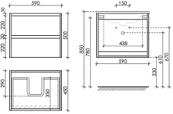 Sancos Тумба с раковиной Libra 60 дуб галифакс натуральный раковина Element 61 CN7001 – фотография-6