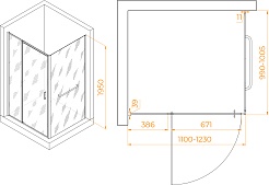 RGW Душевой уголок Passage PA-078-1B (PA-008B + Z-060-2B) 110x100 профиль черный стекло прозрачное – фотография-3