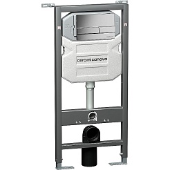 Ceramicanova Подвесной унитаз Metric Rimless с шумоизоляционной панелью CN1000 с системой инсталляции Envision кнопка Flat хром матовый – фотография-3