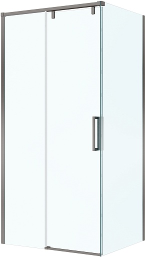 BelBagno Душевой уголок Soft Close-1 SOFT_CLOSE-1-AH-1-100/90-C-GM 100x90 профиль оружейная сталь стекло прозрачное – фото-1