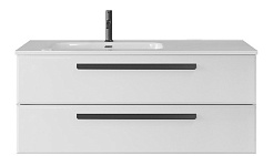 Cezares Тумба с раковиной Eco Cer-N 120 L bianco lucido CZR-8095-120-L ручки чёрные – фотография-1