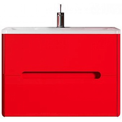Водолей Тумба с раковиной "Флорена 100" подвесная красная – фотография-1