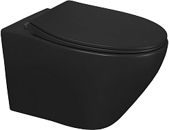 Azario Унитаз подвесной Keras matt black AZ-99046B безободковый черный матовывй – фотография-1