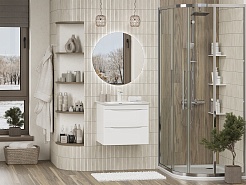 Misty Тумба с раковиной Мираж 60 подвесная белая – фотография-10