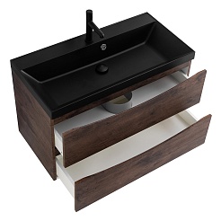 BelBagno Тумба с раковиной Marino 80 подвесная Rovere Moro с раковиной 80/45 AST-NERO – фотография-4