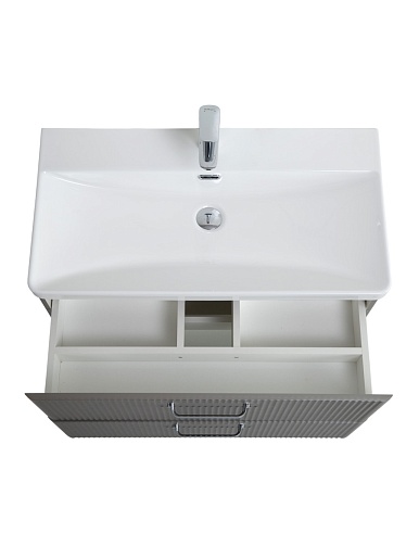 BelBagno Тумба с раковиной Due 80 подвесная Сатин ручки Хром полированный – фотография-10