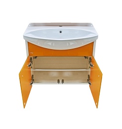 Misty Тумба с раковиной Джулия 85 подвесная оранжевая – фотография-5