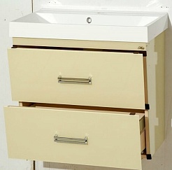 Misty Тумба с раковиной Джулия QVATRO 65 подвесная конус бежевая – фотография-3