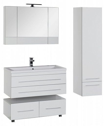 Aquanet Тумба с раковиной Верона 100 подвесная белая – фотография-6