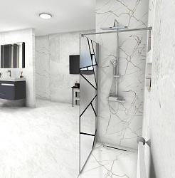 Ceruttispa Душевое ограждение Pick T90 профиль хром стекло матовое/прозрачное с рисунком – фотография-4