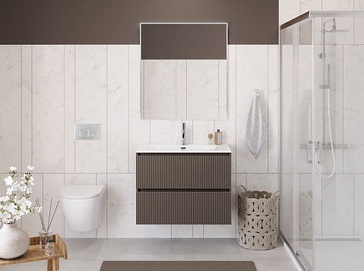 BelBagno Тумба с раковиной Uno 80 подвесная Бежевый матовый с раковиной BB-8099-80 – фотография-12