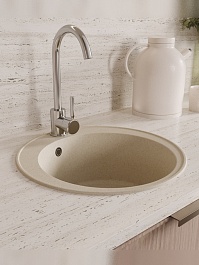 Teymi Мойка кухонная Lina Smart D48 кварцевая бежевая матовая – фотография-4