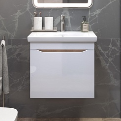 Vigo Тумба под раковину Grani 600-0-1 подвесная белая/дуб золотой – фотография-2