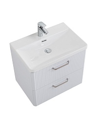 BelBagno Тумба с раковиной Due 60 подвесная Белый металлик ручки Матовый атласный никель – фотография-10