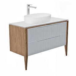 Зов Тумба с раковиной Валенсия 100 подвесная камень/белая – фотография-8