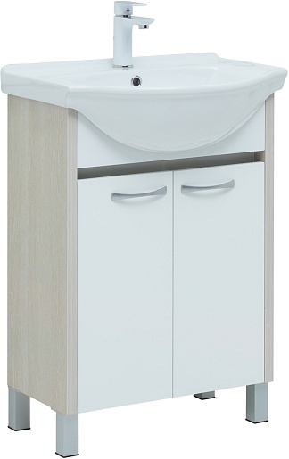 Aquanet Тумба с раковиной Донна 60 белый дуб/белая – фото-1