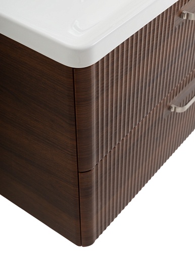 BelBagno Тумба с раковиной Due 80 подвесная Noce ручки Матовый атласный никель – фотография-6