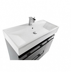 Водолей Мебель для ванной "Мальта 90" черная, с ящиками – фотография-2
