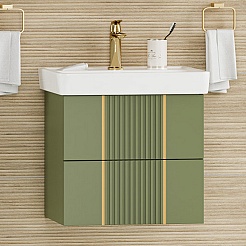Brevita Мебель для ванной Vega 60 подвесная зеленая/золото – фотография-3