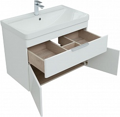 Aquanet Мебель для ванной Ирис New 80 подвесная белая глянцевая – фотография-8