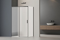 Vincea Душевой уголок Soft 2 140x90 VSR-3SO29014CLB профиль черный стекло прозрачное – фотография-3