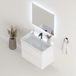 Onika Тумба с раковиной Эсквана 80 подвесная белая – фотография-10