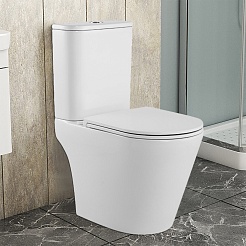 Azario Унитаз-компакт Berton AZ-6093 безободковый с бачком с сиденьем микролифт белый – фотография-2