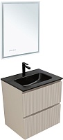 Aquanet Мебель для ванной с черной раковиной Джейн (Flat) 60 подвесная бежевая матовая